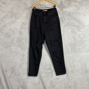 Levi's High Waisted Mom Jeans Black Distressed Denim Pants W30 L29 26986-0029